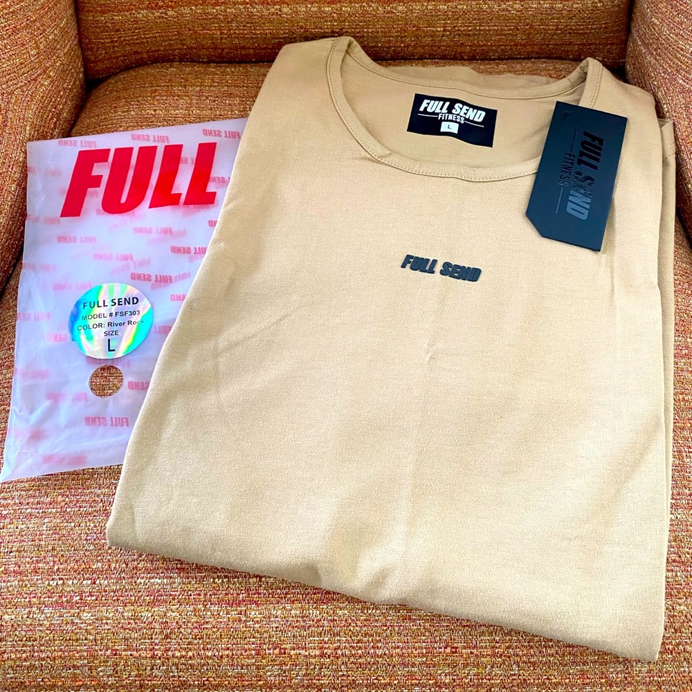 Full Send fitness tank top in tan size large brand new with tags